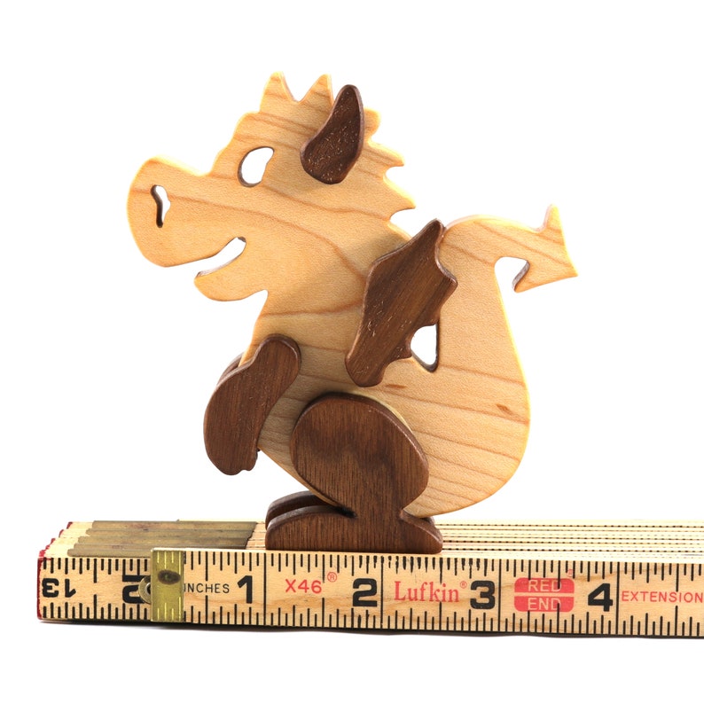 Wood Baby Dragon Fantasy Animal Figurine Handmade From Select Grade Hardwoods And Finished With Mineral Oil And Beeswax