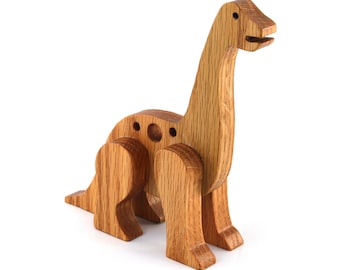 Handmade Wooden Dinosaur Figurine: Brontosaurus, Apatosaurus, Sauropod