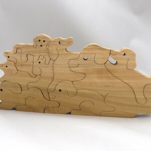 Dog Family Stacker Puzzle, Dad Mom and Puppies, Handmade and Finished - Made To Order