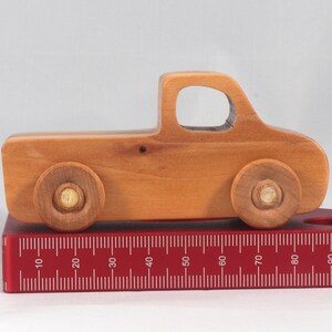 Handmade wooden toy pickup truck handmade from oak, poplar, and birch hardwoods with a satin polyurethane finish from my Play Pal Collection.