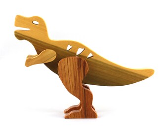 Wooden Toy Dinosaur Tyrannosaurus Rex (T-Rex) Figurine Handmade and Finished From My Buddies Dino Collection - Made To Order