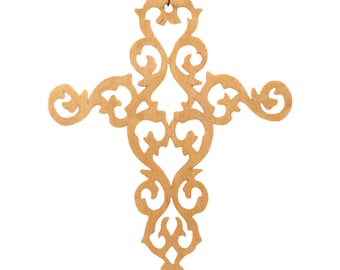 Wooden Victorian Fretwork Cross Ornament