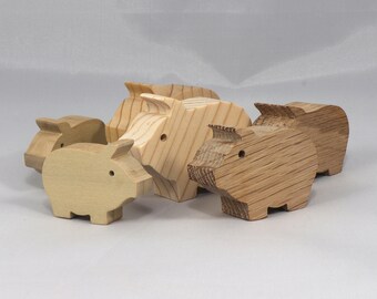 Wood Toy Pig Cutout, Handmade Unfinished, Unpainted, and Ready To Paint, Freestanding, From My Itty Bitty Animal Collection