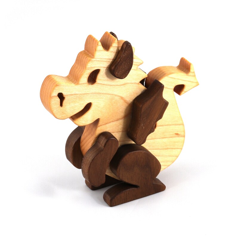 Wood Baby Dragon Fantasy Animal Figurine Handmade From Select Grade Hardwoods And Finished With Mineral Oil And Beeswax