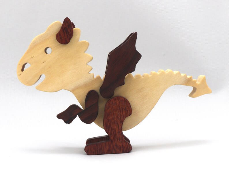 Handmade mythical fantasy dragon figurine crafted from select hardwoods and finished with custom mineral oil and wax blend from my Buddies Dragons Collection.