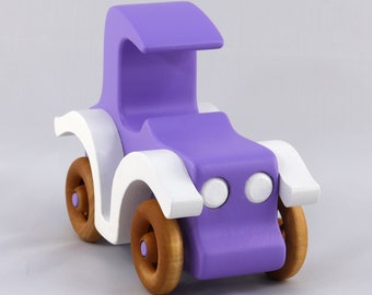 Wooden Toy Car Model T Coupe Purple White Bad Bobs Custom Motors Collection Natural Wood Tallahassee FL