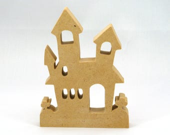 Halloween Haunted House Cutout Handmade, Unpainted, Freestanding for Halloween Crafts, Decoration or Toys, Larger Sizes Available