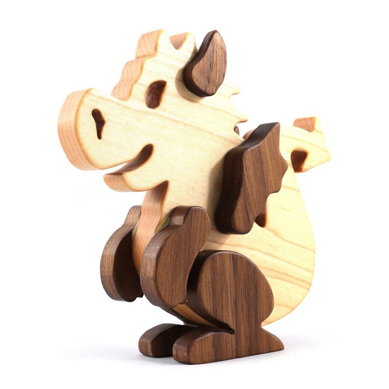 Wood Baby Dragon Fantasy Animal Figurine Handmade From Select Grade Hardwoods And Finished With Mineral Oil And Beeswax