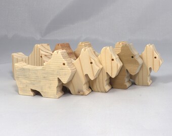 Handmade Wooden Toy Scottie Dog: Unfinished Cutout