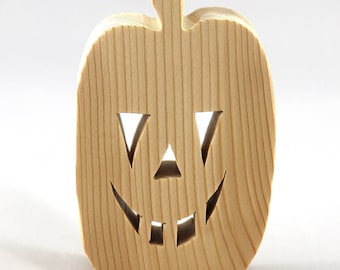Unfinished Wooden Jack O Lantern Cutout, Freestanding Halloween Pumpkin