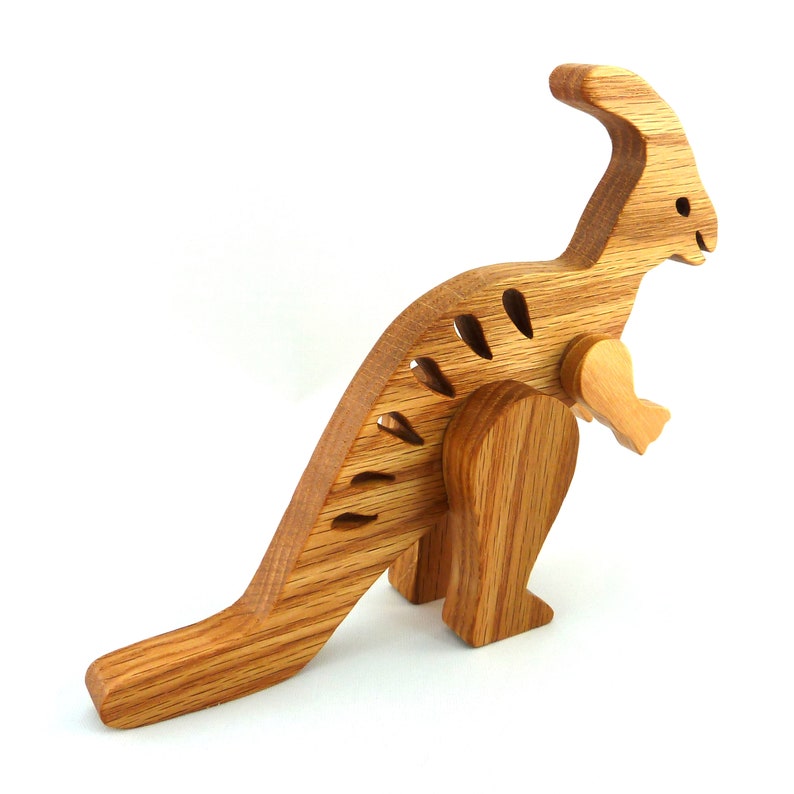 Handmade toy dinosaur figurine parasaurolophus hand finished and made from select grade hardwoods from my Buddies Dinos Collection