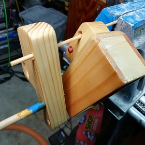 Handmade wooden toy tractor trailer semi truck finished with clear shellac. Crafted from natural wood using traditional woodworking tools. Approximate size 7 inches long. Made in Tallahassee, Florida, USA from Odin's Toy Factory Play Pal Collection.