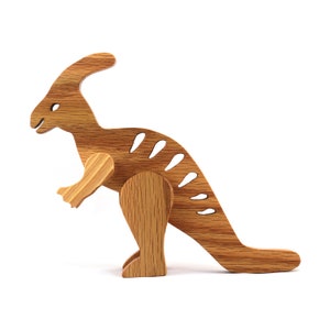 Handmade toy dinosaur figurine parasaurolophus hand finished and made from select grade hardwoods from my Buddies Dinos Collection