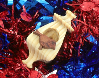 Miniature Birdhouse Ornament, Handmade from Select Hardwoods and Finished with Blend Of Beeswax and Oil, Collectable 1116150861