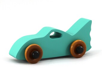 Wooden Toy Car: Green with Black Trim