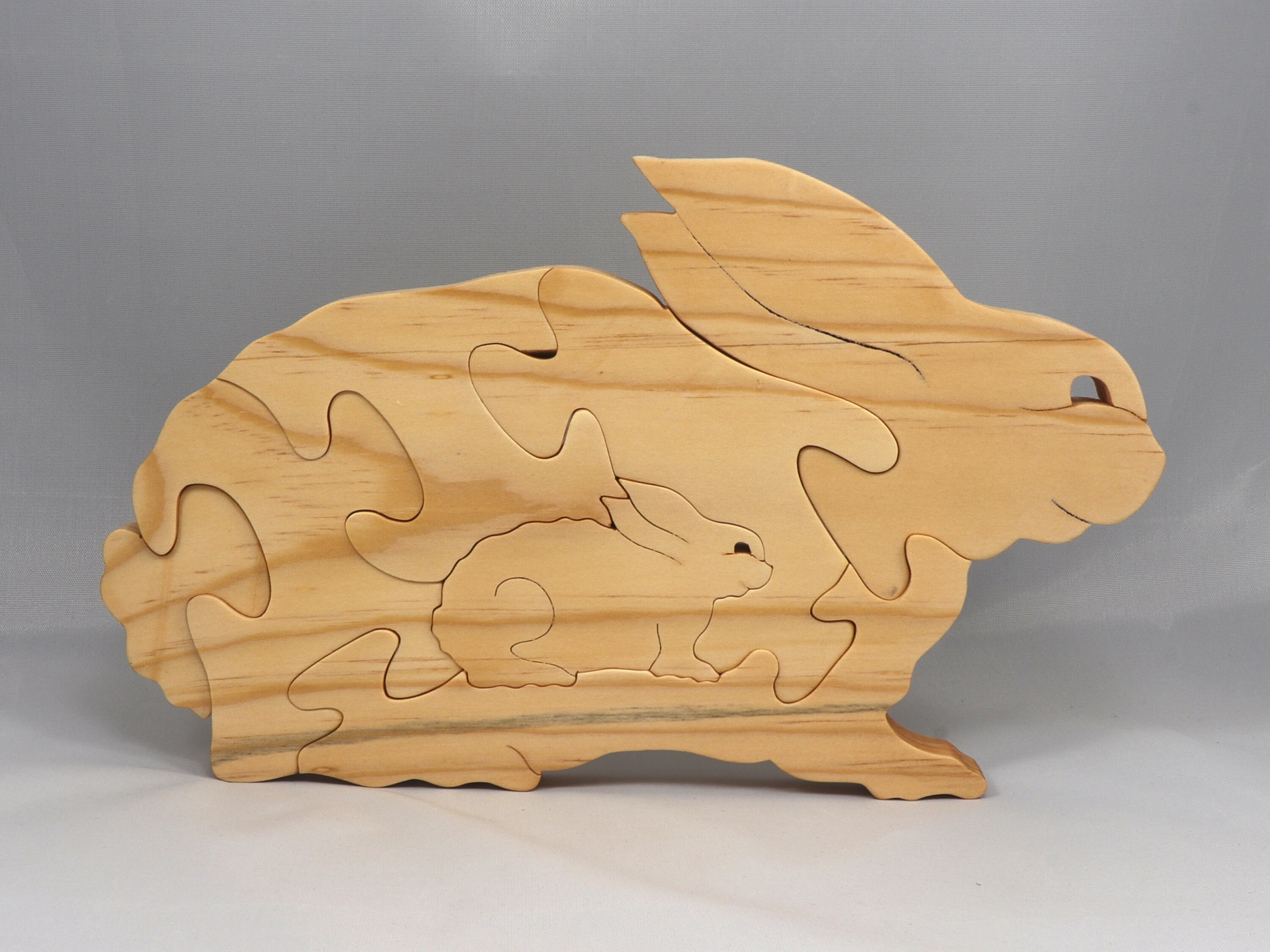 Shop Puzzle Rabbit Wooden Toy Rabbit Puzzle With Mama and Baby Bunny Handmade and Finished ...