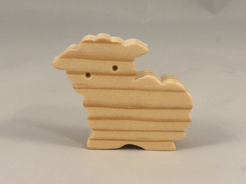 Handmade Wood Toy Lamb Sheep Cutout Unpainted, Paintable, Ready To Paint Freestanding Stackable From My Itty Bitty Animal Collection