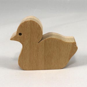 This is an unfinished wooden Duck cutout from solid wood using traditional woodworking techniques. Sanded smooth and ready to paint, stain, or customize. Freestanding design for small hands, toddlers, young children, crafters, collectors, and display. I take custom orders for any animal, quantity, and mix — including large ornament orders. Mix and match, request a different size, or send a drawing or pattern. Handmade by Odin's Toy Factory in Tallahassee, Florida, USA.