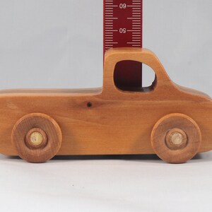 Handmade wooden toy pickup truck handmade from oak, poplar, and birch hardwoods with a satin polyurethane finish from my Play Pal Collection.