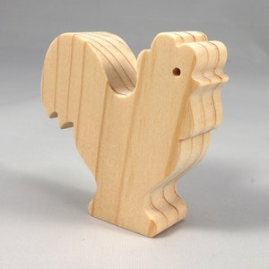 Wood Toy Rooster/Chicken Blank Cutout, Handmade, Unfinished, Unpainted, Paintable, and Ready to Paint From My Itty Bitty Animal Collection