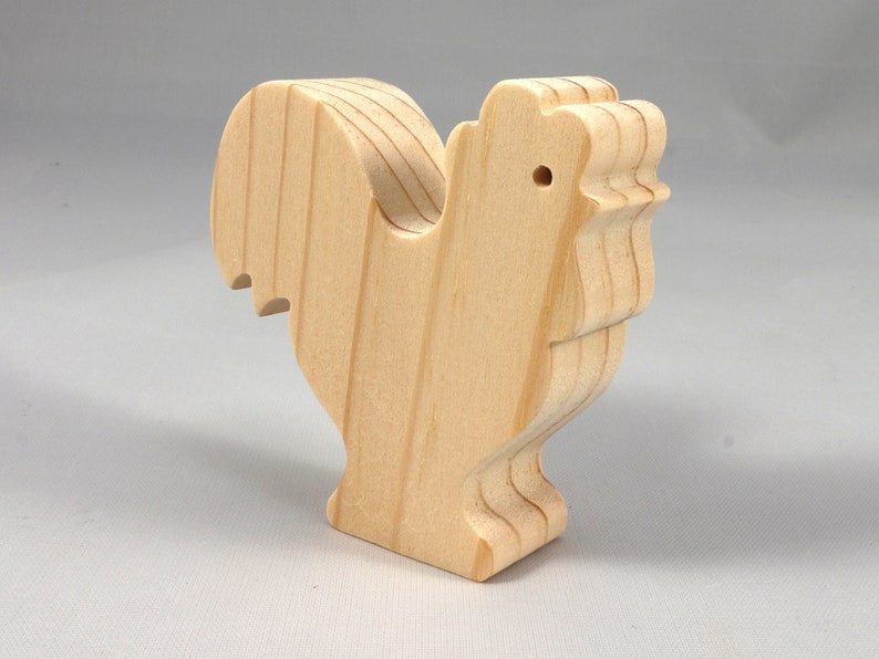 Wood Toy Rooster/Chicken Blank Cutout, Handmade, Unfinished, Unpainted, Paintable, and Ready to Paint From My Itty Bitty Animal Collection