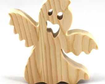 Wooden Ghost Cutout Unfinished Halloween Wood Craft Freestanding Ghost