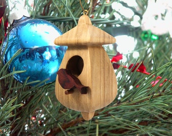 Wooden Miniature Birdhouse Ornament
