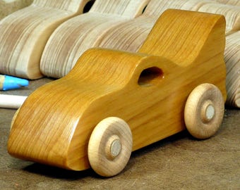 Wooden Toy Car: Amber Shellac Finish