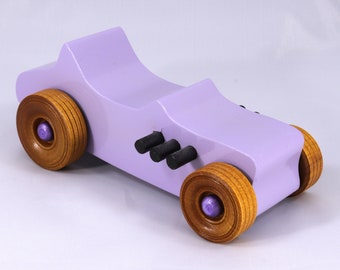 Toy Car Hot Rod 27 T-Bucket Handmade and Painted with Lavender/Amethyst, Metallic Purple, Black Paint, and Amber Shellac