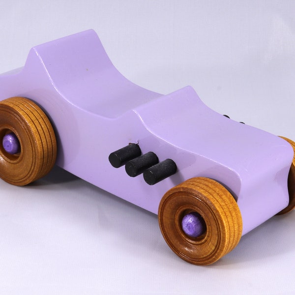 Toy Car Hot Rod 27 T-Bucket Handmade and Painted with Lavender/Amethyst, Metallic Purple, Black Paint, and Amber Shellac