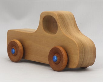 Wooden Toy Pickup Truck: Shellac Finish, USA Made