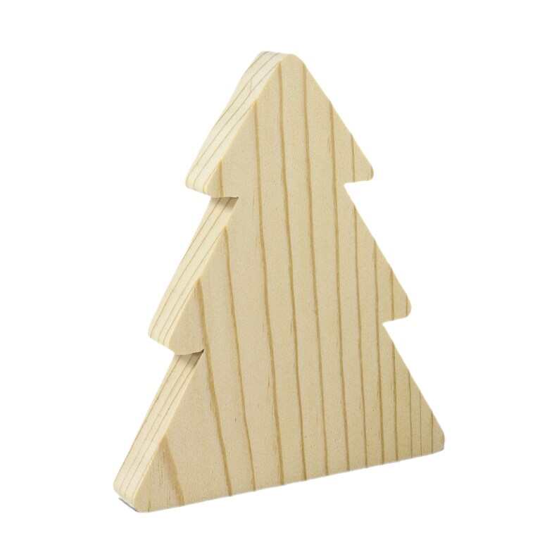 Handmade Wood Christmas Tree Cutout Unfinished Freestanding Sanded Paintable and Ready to Paint for Crafts and Decoration