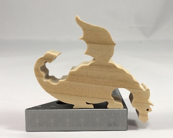 Handmade Wood Toy Dragon Cutout: Unpainted Freestanding Decor