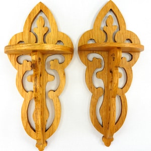 Victorian Style Fretwork Wall Shelves Handmade From Select Grade Hardwood And Hand Finished With Satin Polyurethane And Sold As A Pair