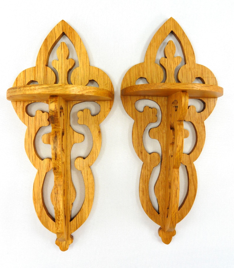 Victorian Style Fretwork Wall Shelves Handmade From Select Grade Hardwood And Hand Finished With Satin Polyurethane And Sold As A Pair