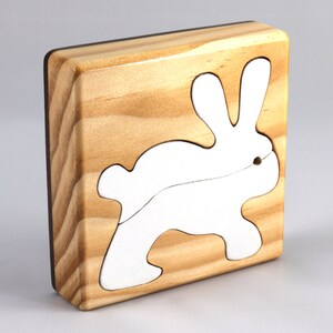Wood Puzzle Bunny Rabbit, Handmade from Select Grade Hardwood and Hand Painted Animal Puzzle From My Puzzle Pals Collection
