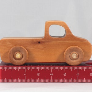 Handmade wooden toy pickup truck handmade from oak, poplar, and birch hardwoods with a satin polyurethane finish from my Play Pal Collection.