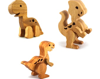 Wood Baby Dinosaur Figurines Set of Three Handmade From My Buddies Dino Collection - Made To Order