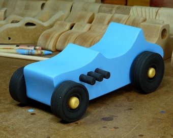Wooden Toy Car: Baby Blue 1927 T-Bucket Hot Rod