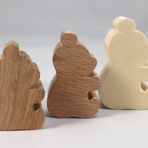 Handmade Wooden Teddy Bear Cutout - Eco-Friendly Toy for Crafts & Play