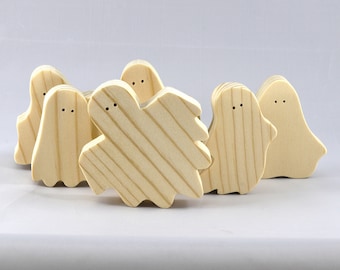 Halloween Ghost Cutouts Unfinished Wood Paintable Freestanding for Toys, Crafts, or Decoration