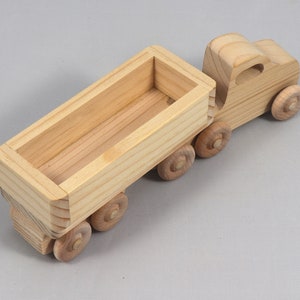 Handmade Wood Toy Semi Tractor Trailer Truck Crafted from Unfinished Bare Wood From My Play Pal Collection