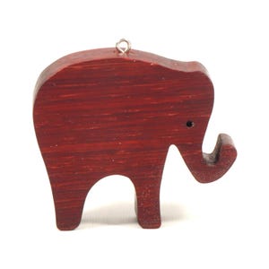 Wooden Elephant Christmas Ornament, Handmade African Padauk Wood Ornament