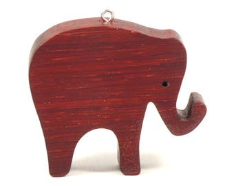 Handmade Wooden Elephant Christmas Tree Ornament Made From African Paduak Hardwood