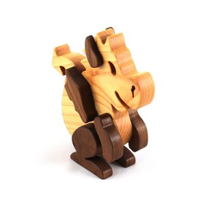 Wood Baby Dragon Fantasy Animal Figurine Handmade From Select Grade Hardwoods And Finished With Mineral Oil And Beeswax