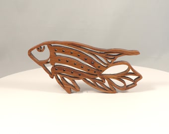 Handmade Wooden Tropical Fish Ornament - Sea Life, Nautical Decor