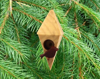 Wooden Miniature Birdhouse Ornament