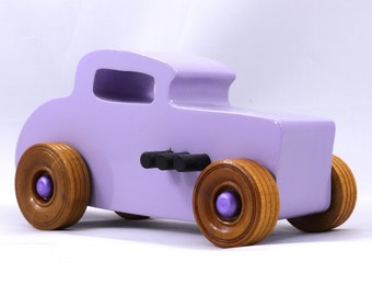 Purple Wooden Toy Car, 6 Inch Hot Rod, '32 Deuce Coupe, Made In The USA