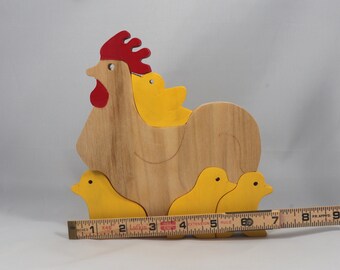 Wooden Chicken Family Stacking Puzzle