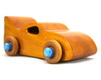 Wooden Toy Car: Amber Shellac Finish